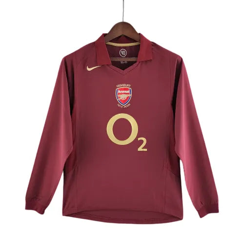 Camisa Arsenal Home 05/06 Retrô Manga Longa - Vinho