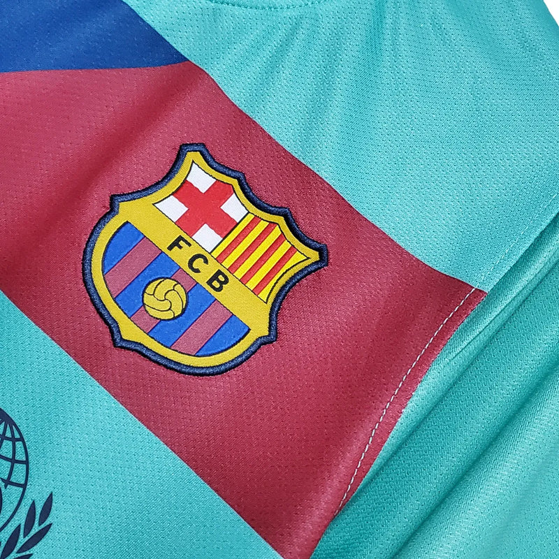 Camisa Barcelona Away 10/11 Retrô - Verde Água