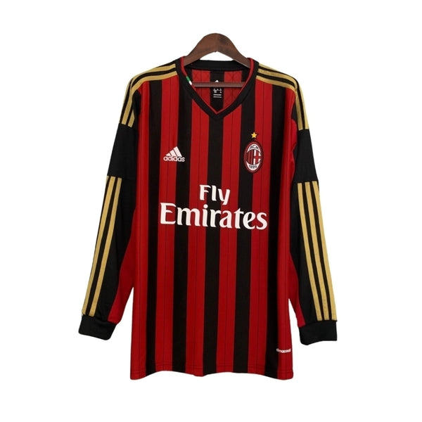 Camisa Milan Home 13/14 Retrô Manga Longa - Vermelha e Preta