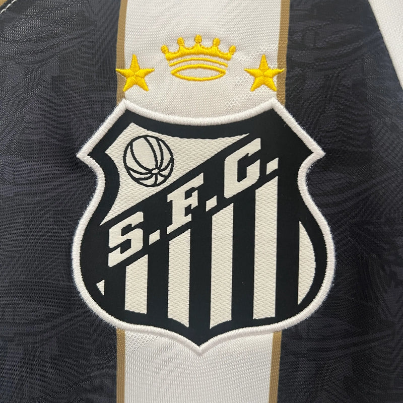 Camisa Santos Away 24/25 - Branca e Preta - C/ Patrocínio