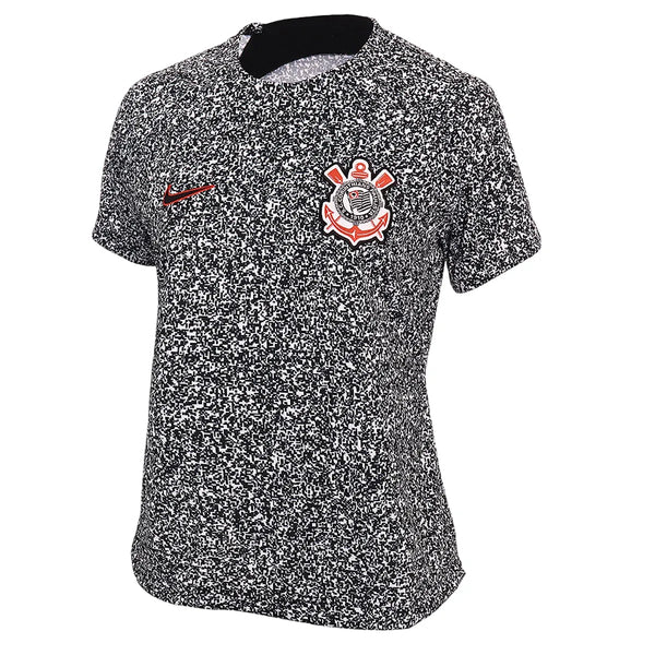 Camisa Corinthians Feminina Pré-Jogo 24/25 - Branca e Preta