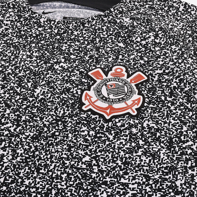 Camisa Corinthians Feminina Pré-Jogo 24/25 - Branca e Preta