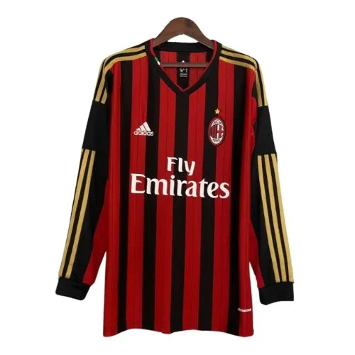 Camisa Milan Home 13/14 Retrô Manga Longa - Vermelha e Preta