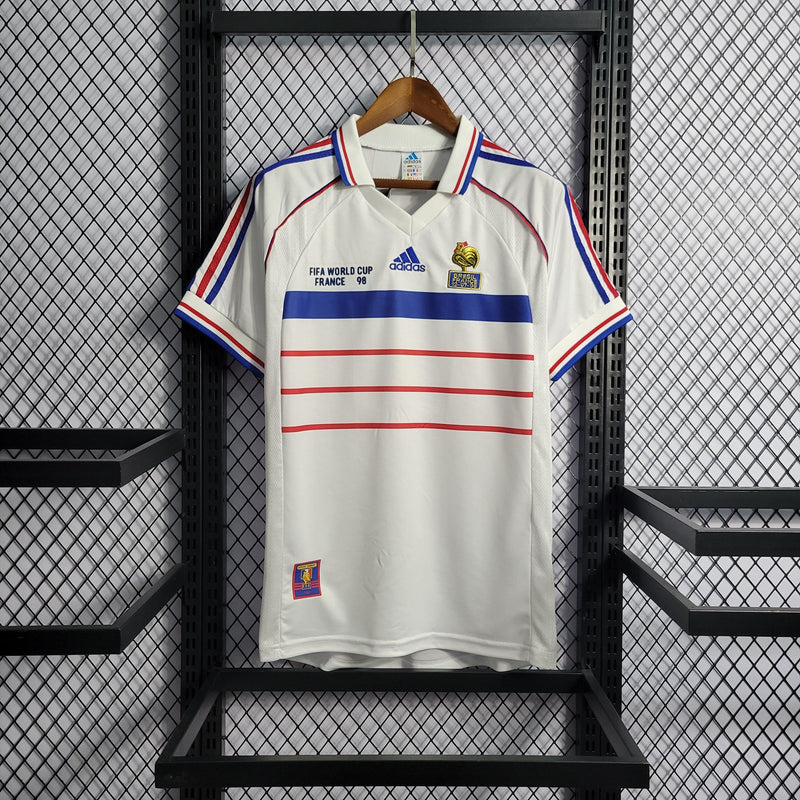 Camisa França Away 1998 Retrô Adidas - Branca - Futgrife - Camisas de Time de Futebol