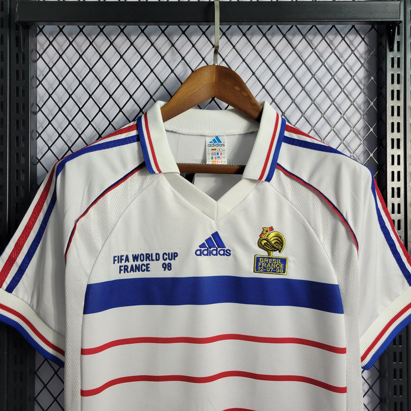 Camisa França Away 1998 Retrô Adidas - Branca - Futgrife - Camisas de Time de Futebol